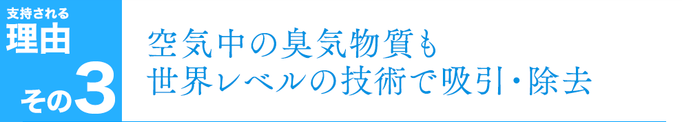 空気中の臭気物質も世界レベルの技術で吸引・除去